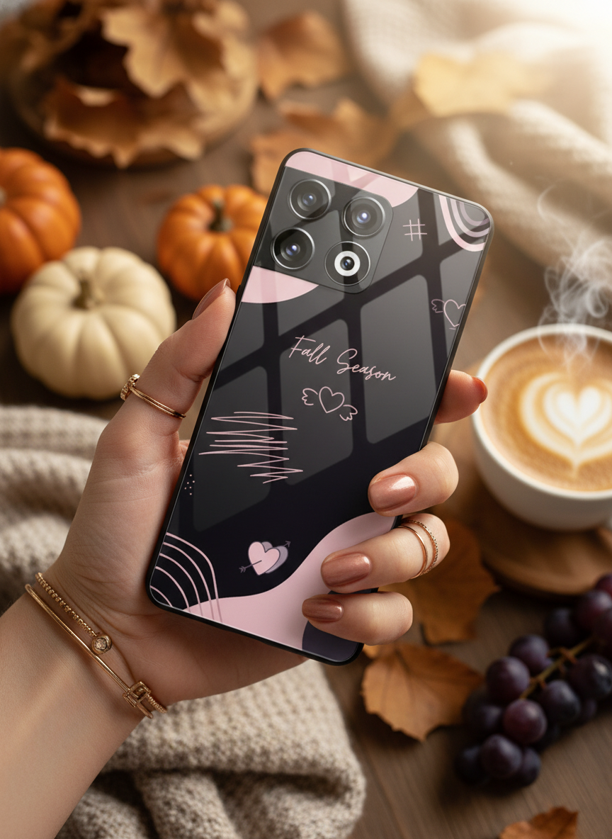 Autumn Heart Premium Glass Back Cover For One Plus 13, 12, 11, 10 The Case & Co India