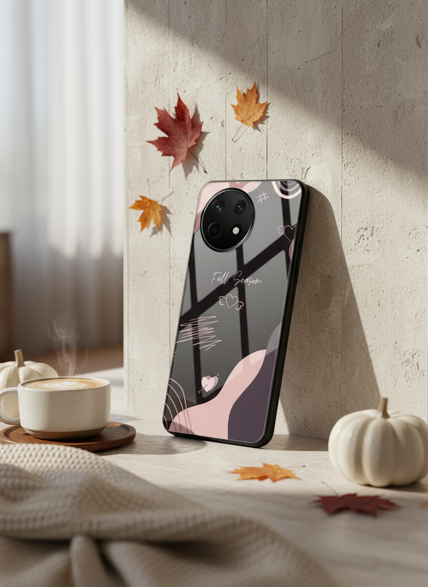 Autumn Heart Premium Glass Back Cover For One Plus 13, 12, 11, 10 The Case & Co India