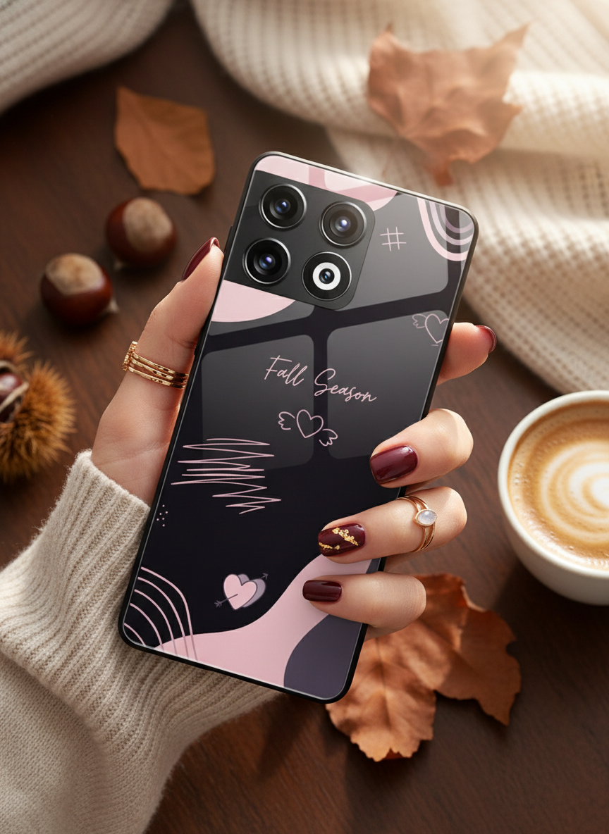 Autumn Heart Premium Glass Back Cover For One Plus 13, 12, 11, 10 The Case & Co India