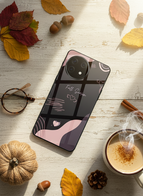 Autumn Heart Premium Glass Back Cover For One Plus 13, 12, 11, 10 The Case & Co India