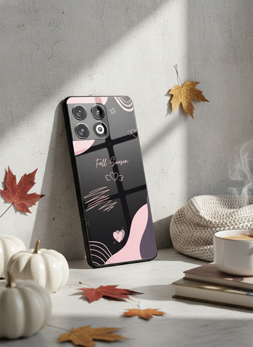 Autumn Heart Premium Glass Back Cover For One Plus 13, 12, 11, 10 The Case & Co India