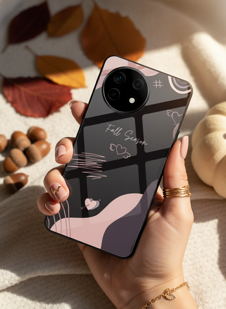 Autumn Heart Premium Glass Back Cover For One Plus 13, 12, 11, 10 The Case & Co India