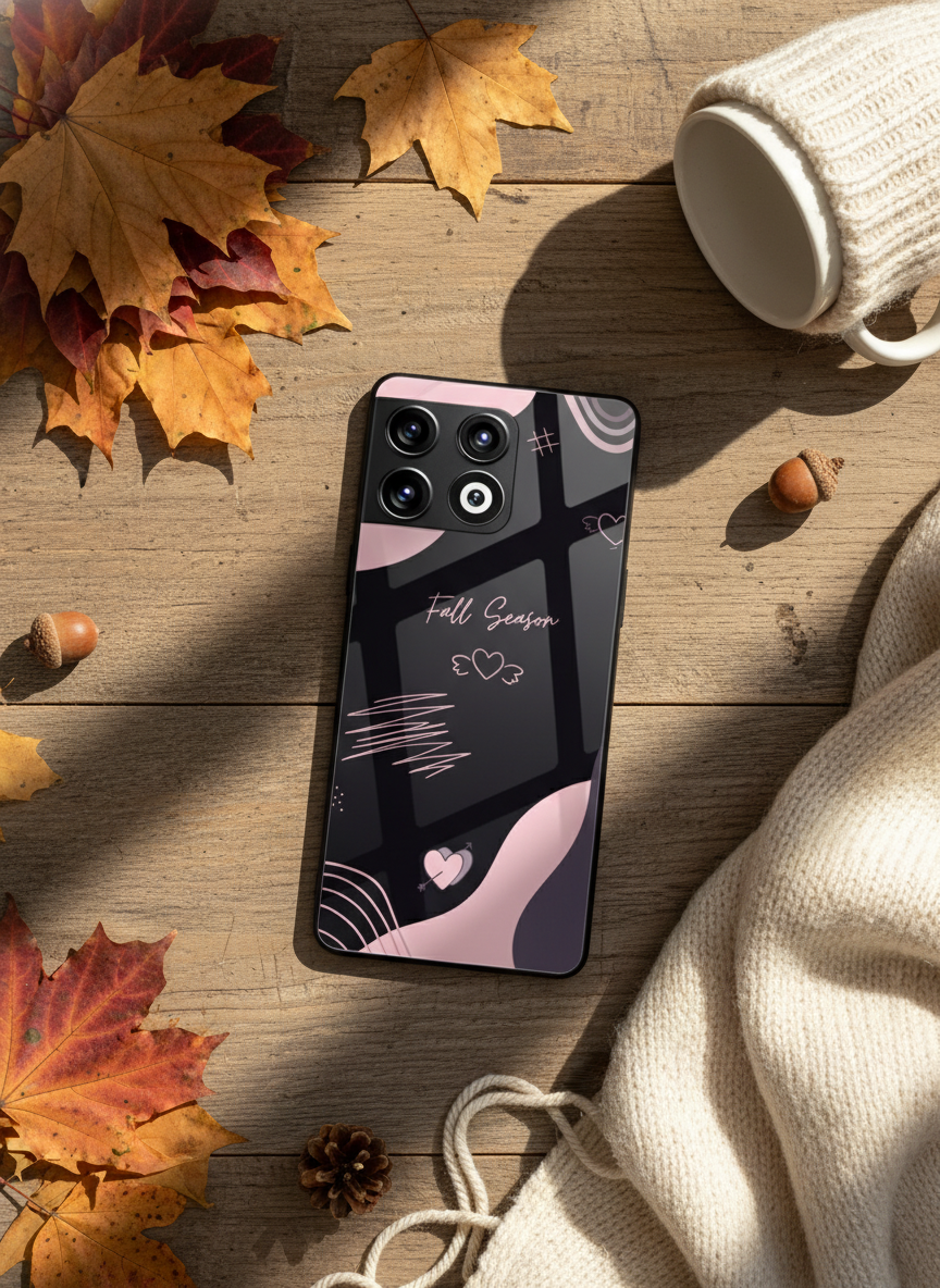Autumn Heart Premium Glass Back Cover For One Plus 13, 12, 11, 10 The Case & Co India
