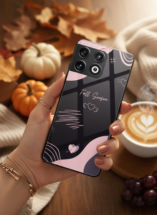 Autumn Heart Premium Glass Back Cover For One Plus 13, 12, 11, 10 The Case & Co India