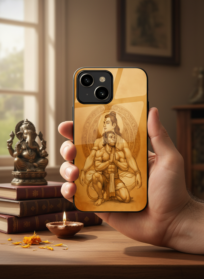 Bhakti Eternal Premium Glass Back Cover For iPhone 14-17 Models The Case & Co India