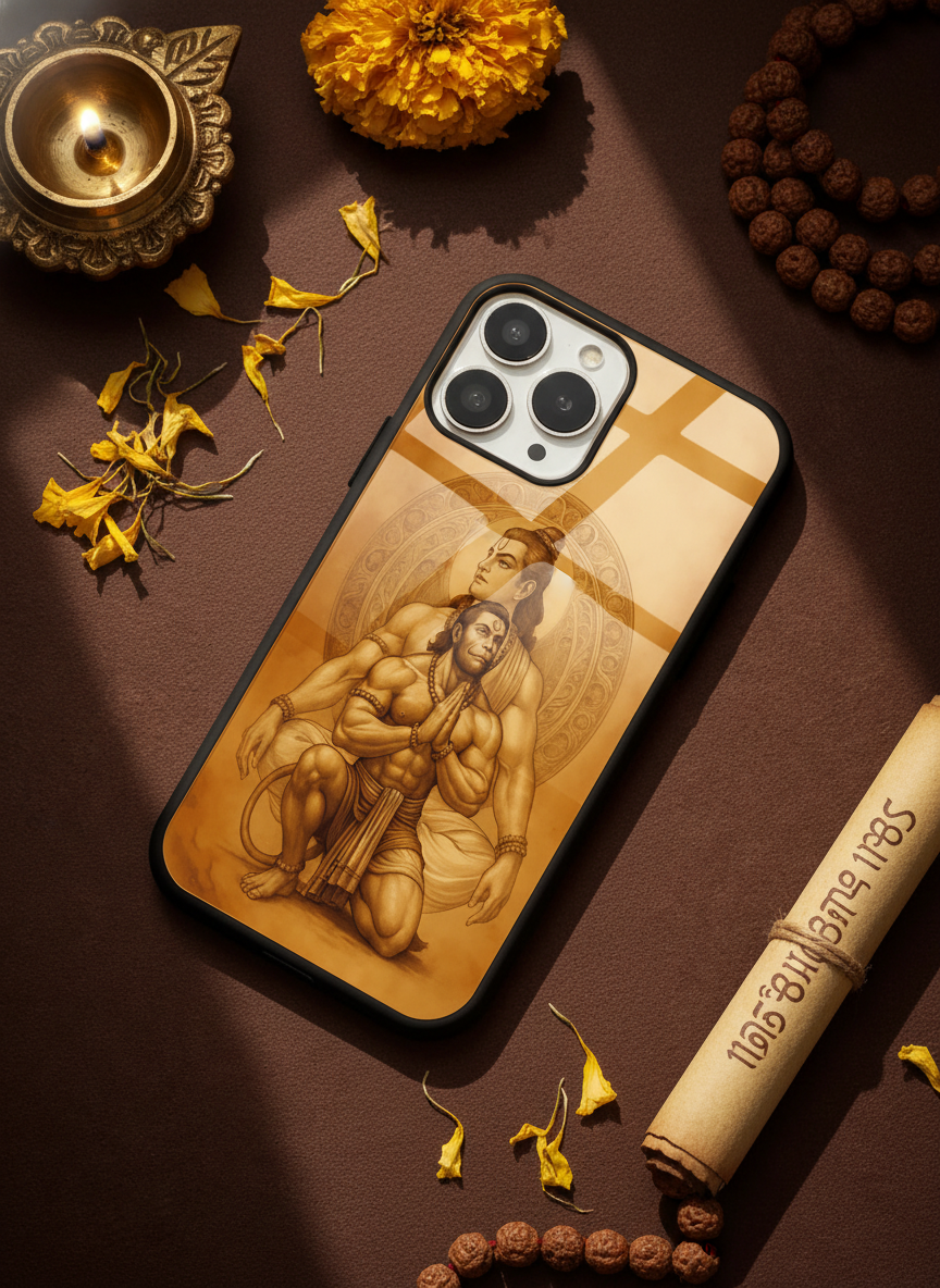 Bhakti Eternal Premium Glass Back Cover For iPhone 14-17 Models The Case & Co India