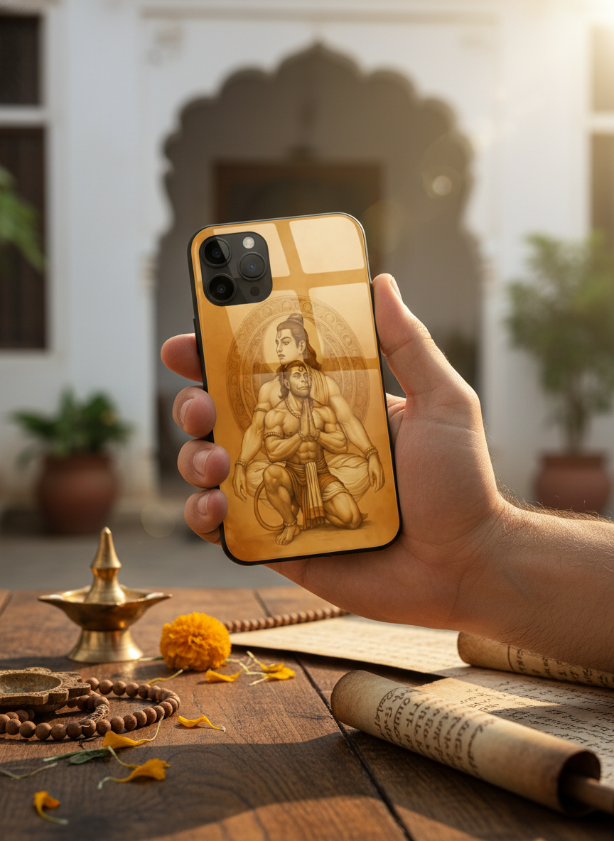 Bhakti Eternal Premium Glass Back Cover For iPhone 14-17 Models The Case & Co India