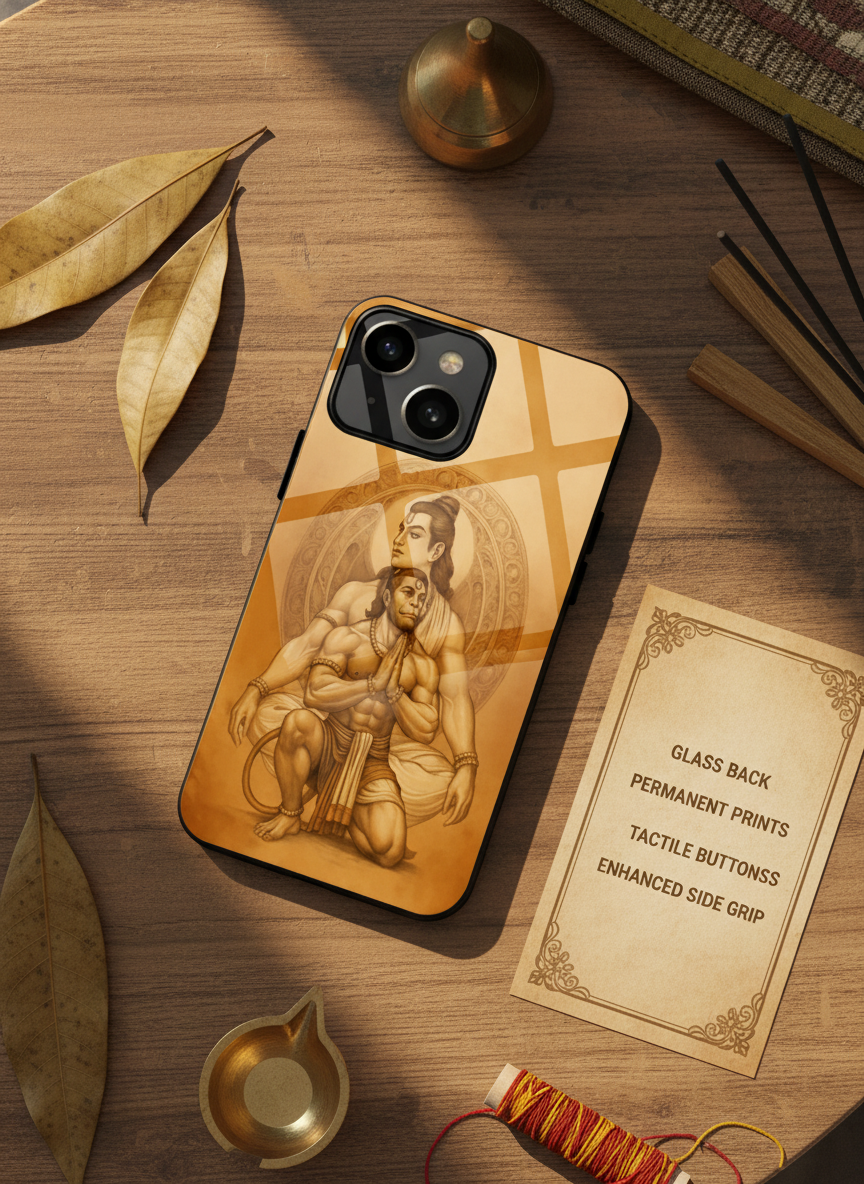 Bhakti Eternal Premium Glass Back Cover For iPhone 14-17 Models The Case & Co India