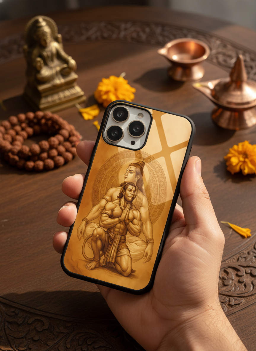 Bhakti Eternal Premium Glass Back Cover For iPhone 14-17 Models The Case & Co India
