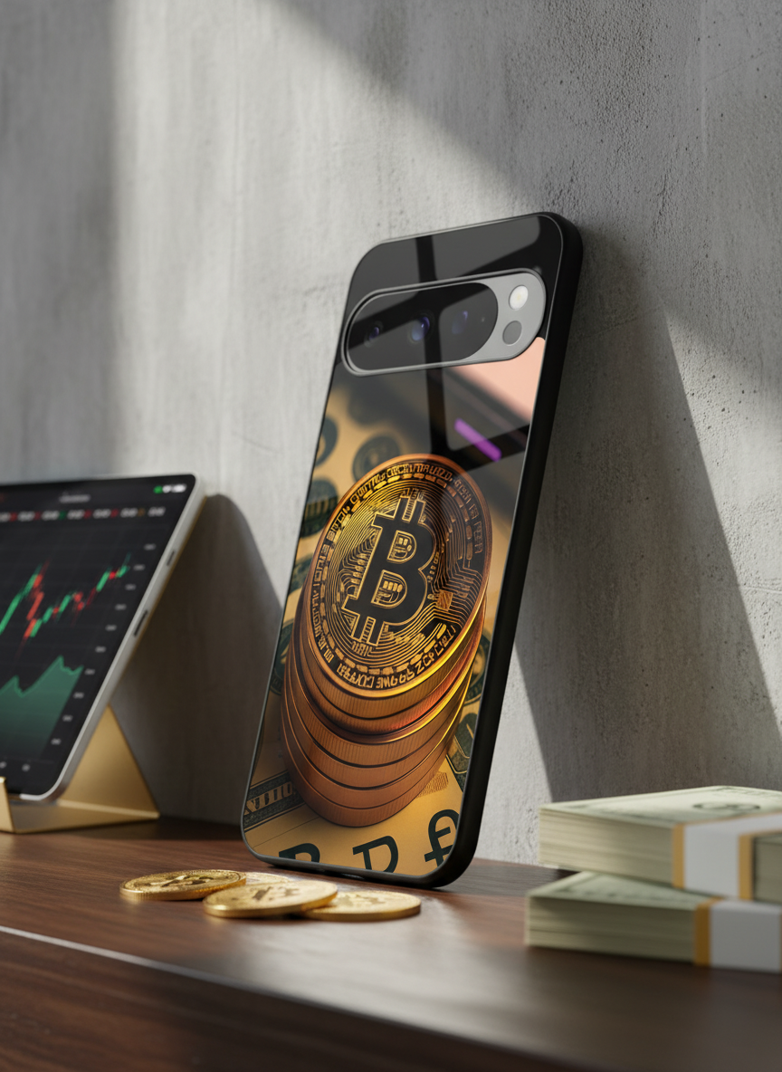 Bitcoin Blaze Premium Glass Back Cover For Google Pixel 7,8,9,10 Series The Case & Co India