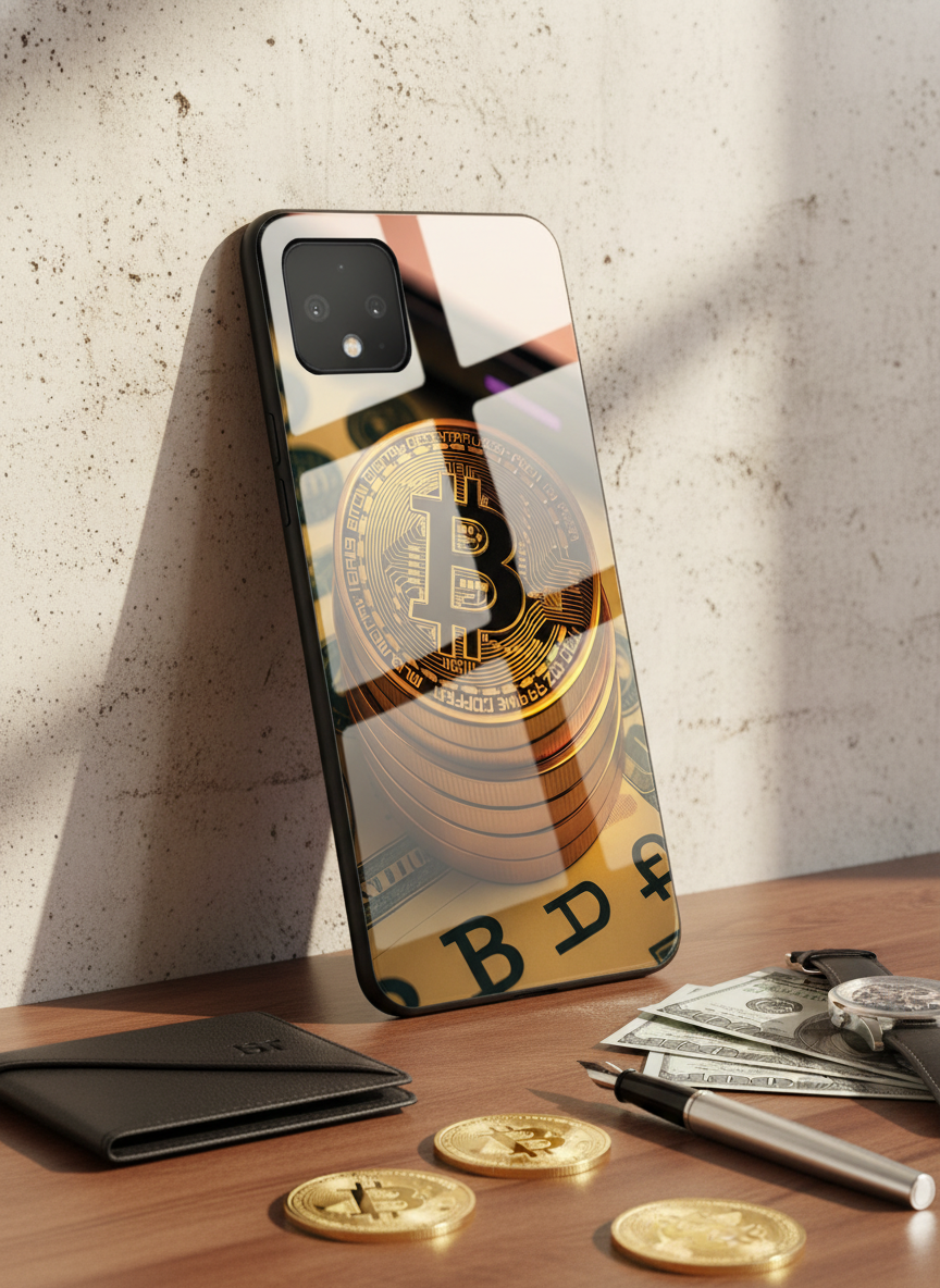 Bitcoin Blaze Premium Glass Back Cover For Google Pixel 7,8,9,10 Series The Case & Co India