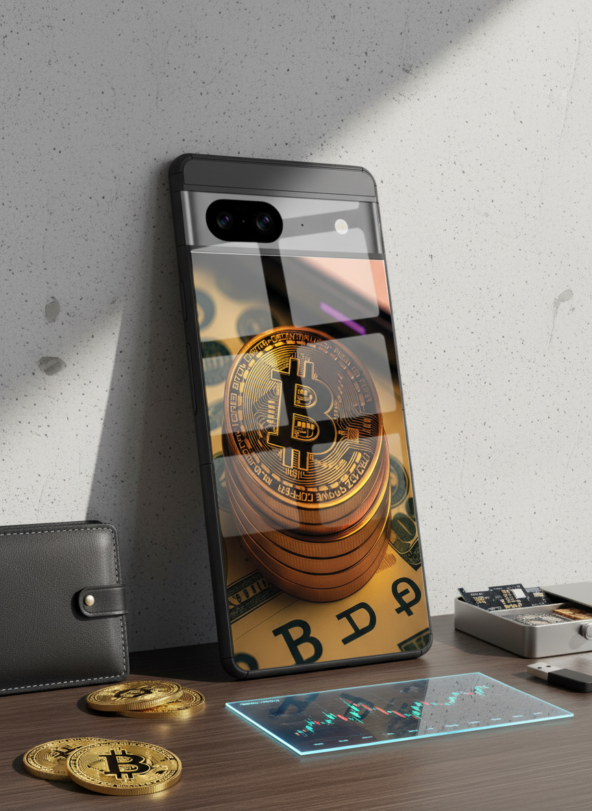 Bitcoin Blaze Premium Glass Back Cover For Google Pixel 7,8,9,10 Series The Case & Co India