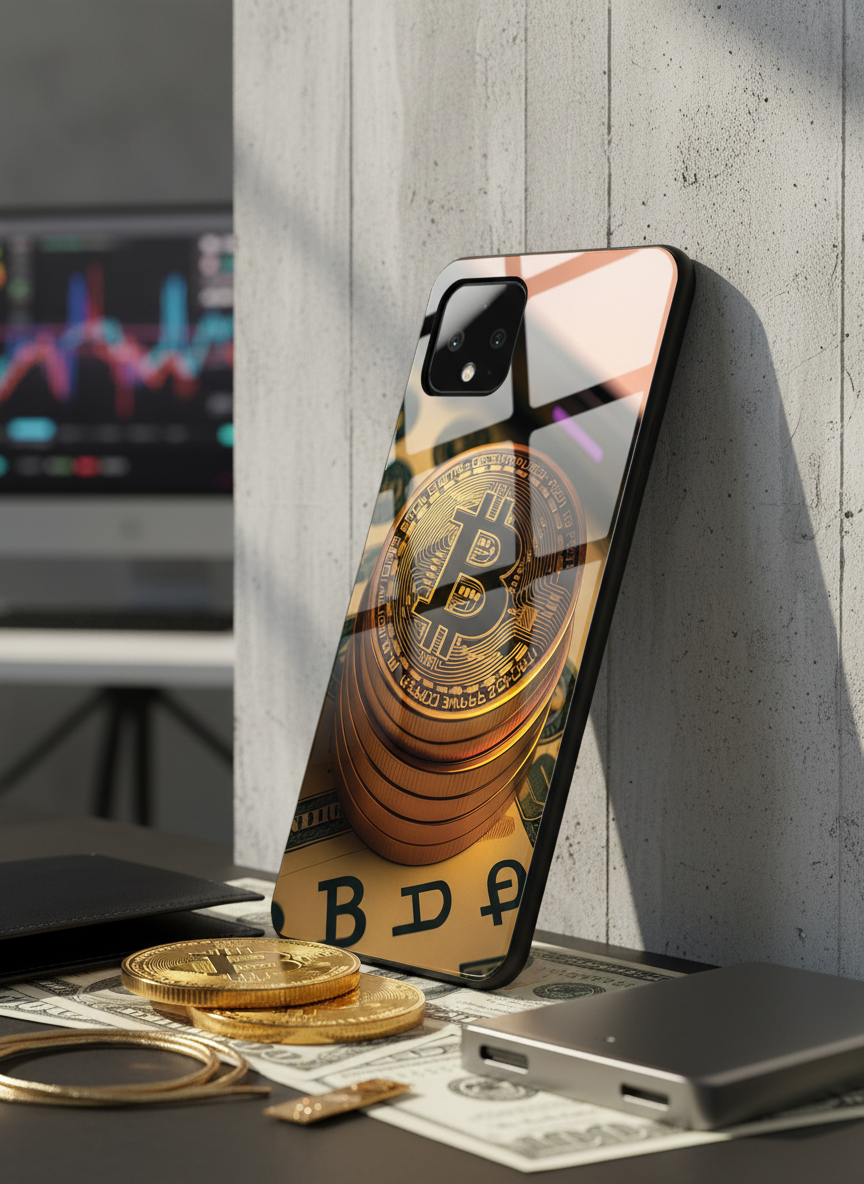 Bitcoin Blaze Premium Glass Back Cover For Google Pixel 7,8,9,10 Series The Case & Co India