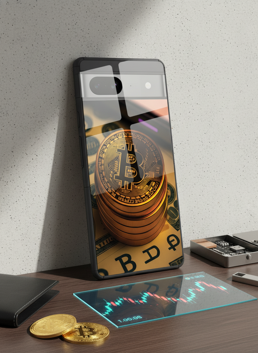 Bitcoin Blaze Premium Glass Back Cover For Google Pixel 7,8,9,10 Series The Case & Co India