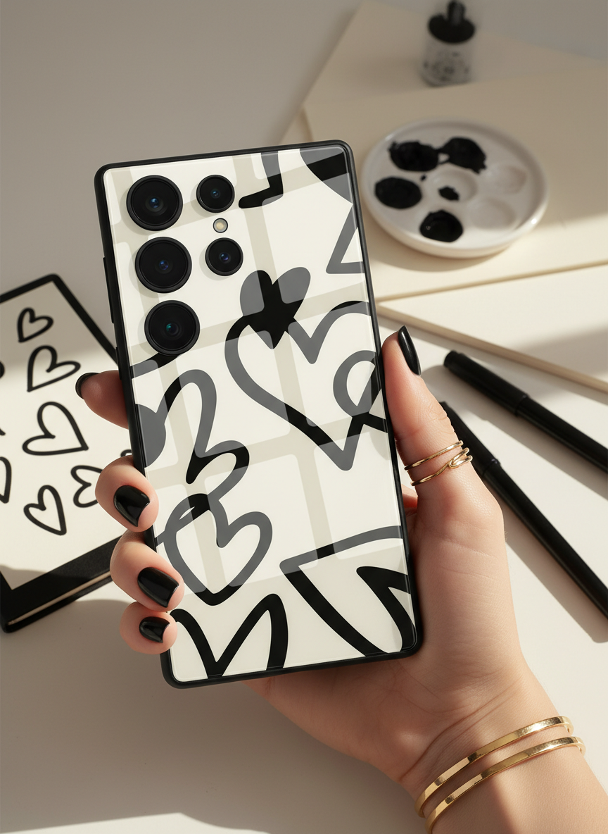 Black Heart Beut Premium Glass Back Cover For Galaxy S Series The Case & Co India