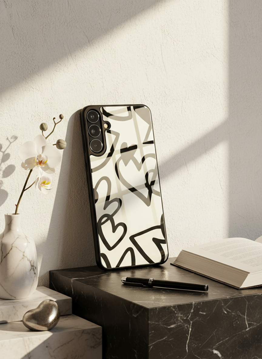Black Heart Beut Premium Glass Back Cover For Galaxy S Series The Case & Co India