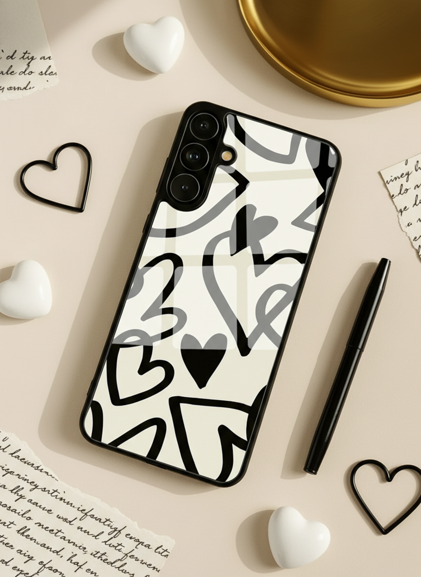 Black Heart Beut Premium Glass Back Cover For Galaxy S Series The Case & Co India