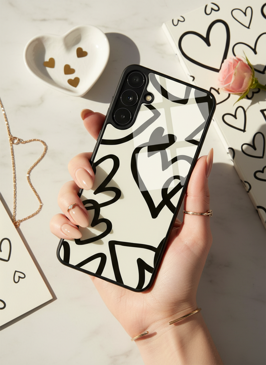 Black Heart Beut Premium Glass Back Cover For Galaxy S Series The Case & Co India
