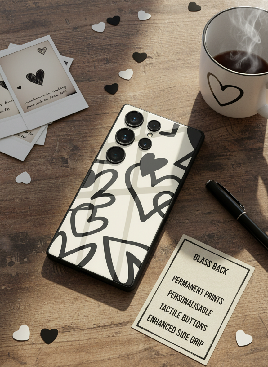 Black Heart Beut Premium Glass Back Cover For Galaxy S Series The Case & Co India