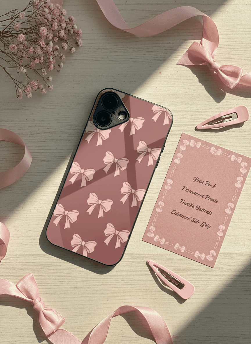 Blush Knots Sketch Premium Glass Back Cover For iPhone 11-17 Models The Case & Co