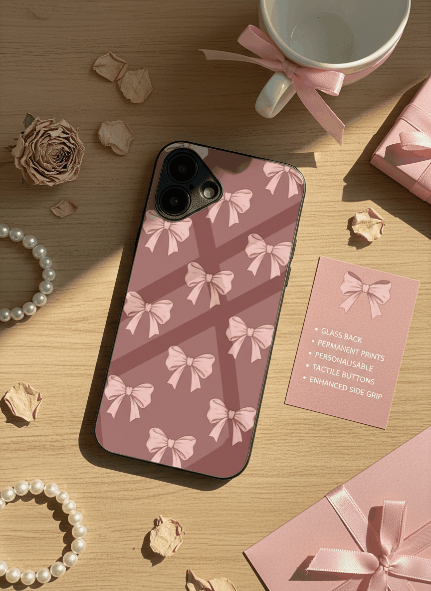 Blush Knots Sketch Premium Glass Back Cover For iPhone 11-17 Models The Case & Co