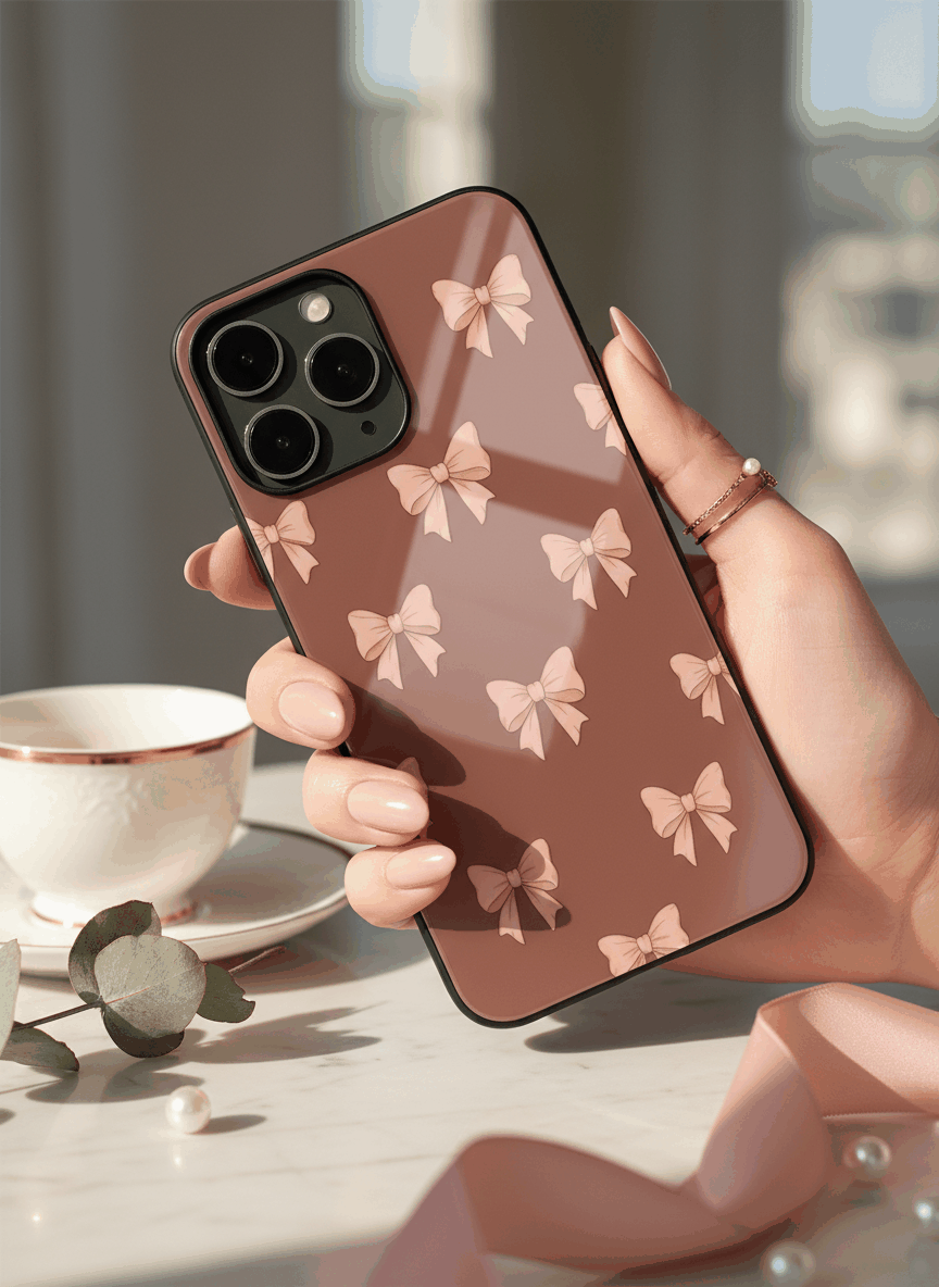 Blush Knots Sketch Premium Glass Back Cover For iPhone 14-17 Models The Case & Co India