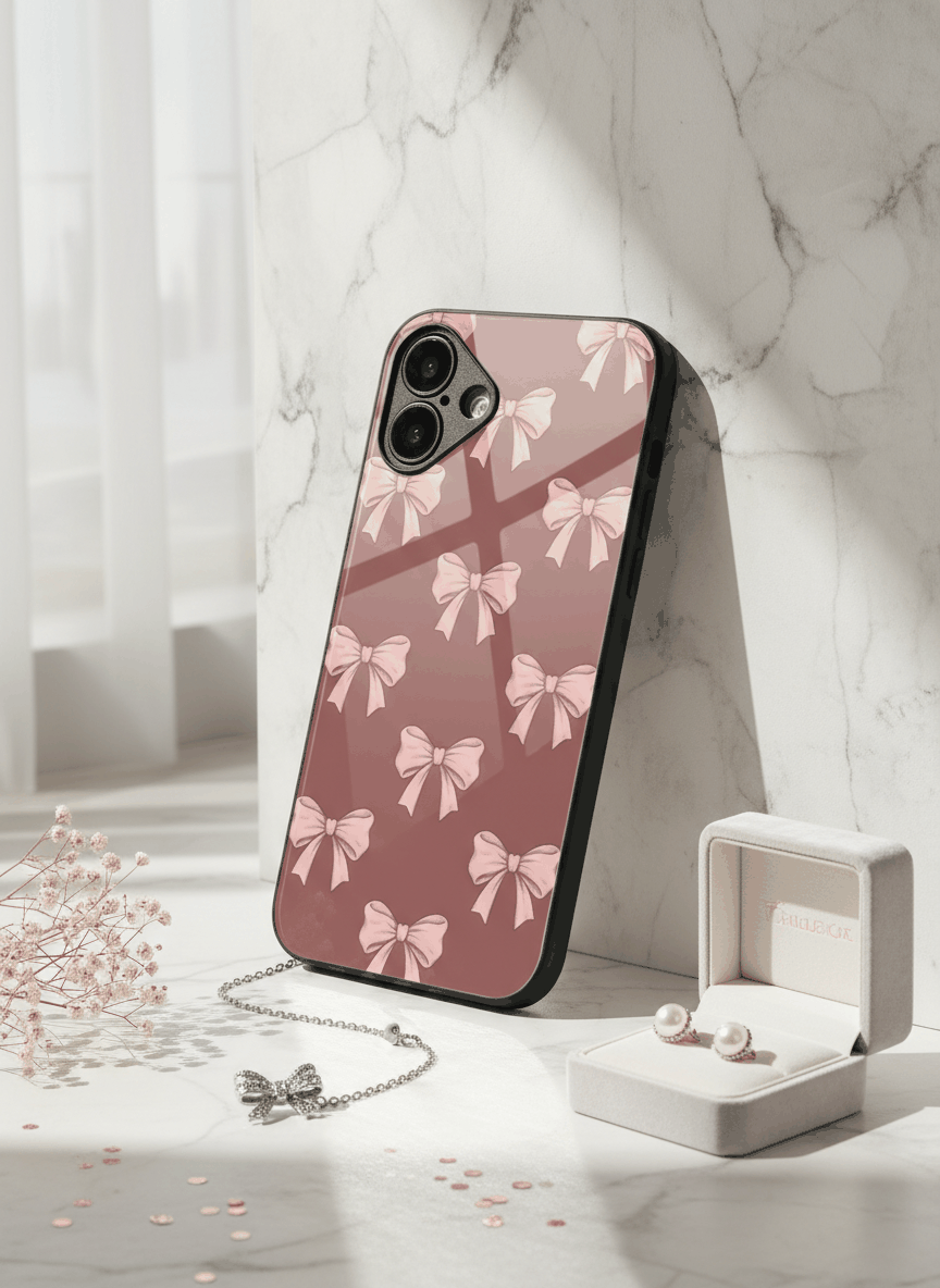 Blush Knots Sketch Premium Glass Back Cover For iPhone 14-17 Models The Case & Co India