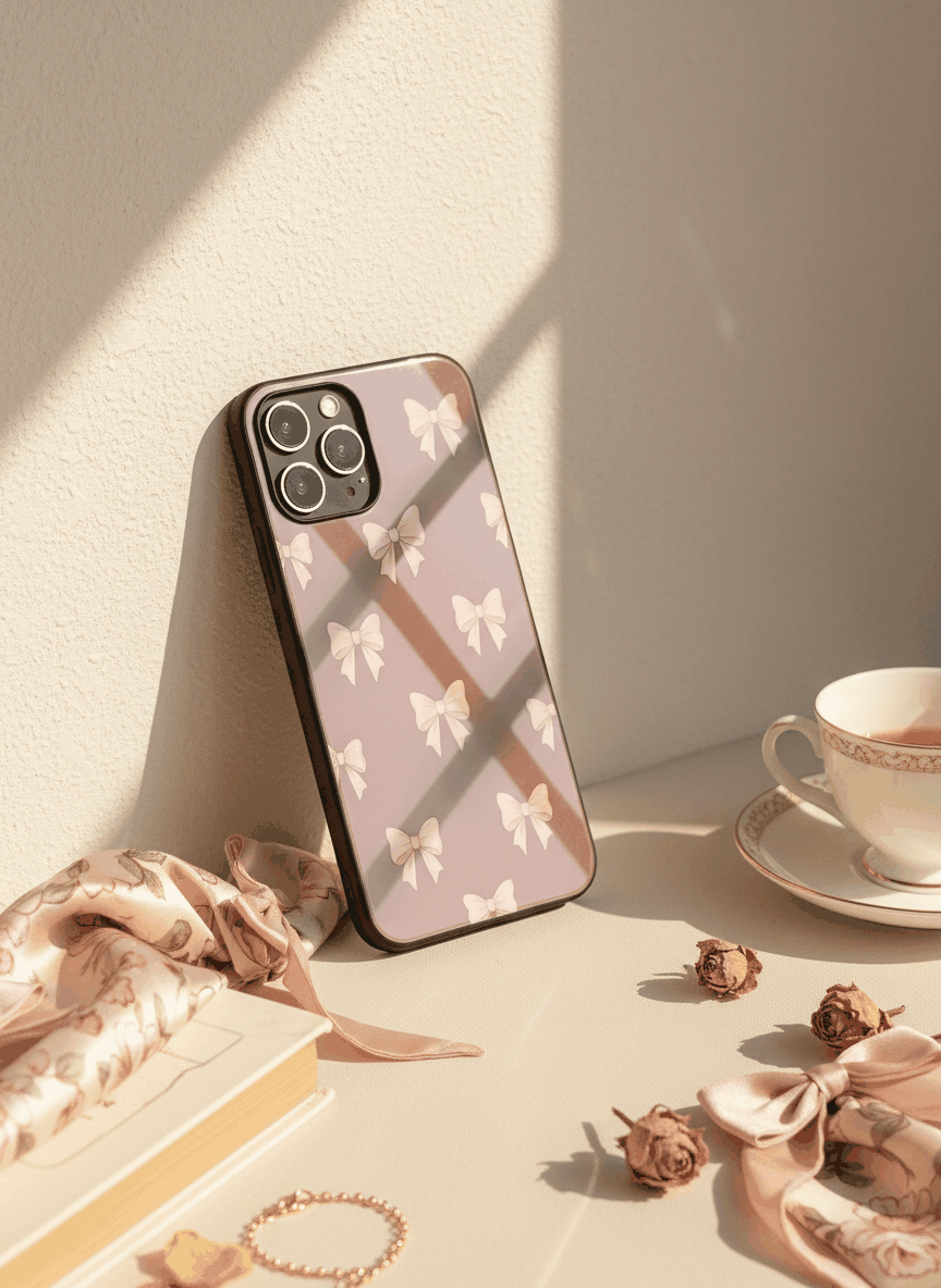 Blush Knots Sketch Premium Glass Back Cover For iPhone 14-17 Models The Case & Co India
