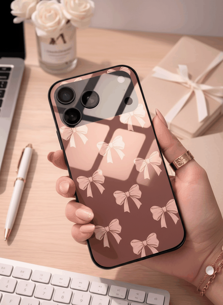 Blush Knots Sketch Premium Glass Back Cover For iPhone 14-17 Models The Case & Co India