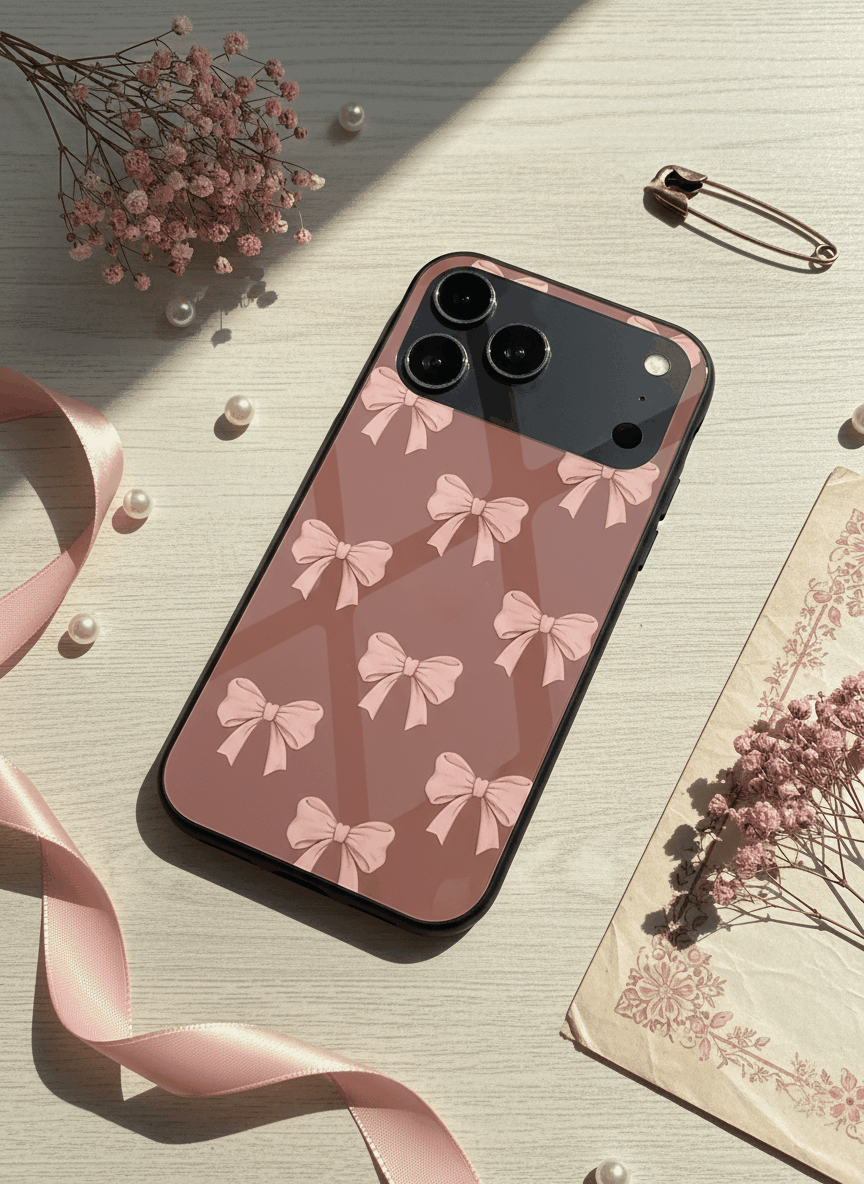 Blush Knots Sketch Premium Glass Back Cover For iPhone 14-17 Models The Case & Co India