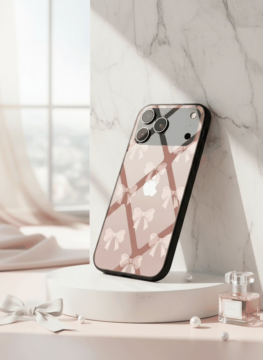 Blush Knots Sketch Premium Glass Back Cover For iPhone 14-17 Models The Case & Co India