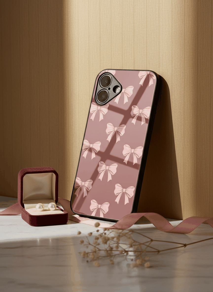 Blush Knots Sketch Premium Glass Back Cover For iPhone 14-17 Models The Case & Co India