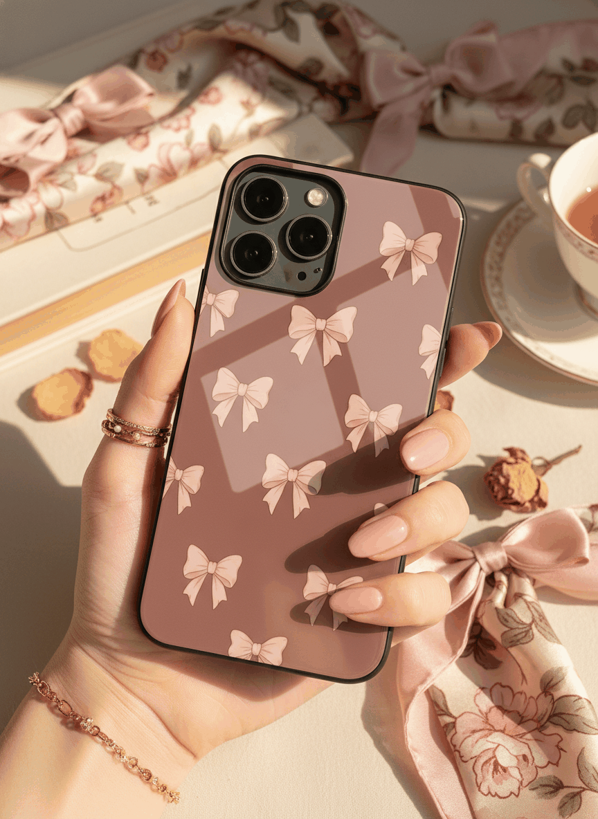 Blush Knots Sketch Premium Glass Back Cover For iPhone 14-17 Models The Case & Co India
