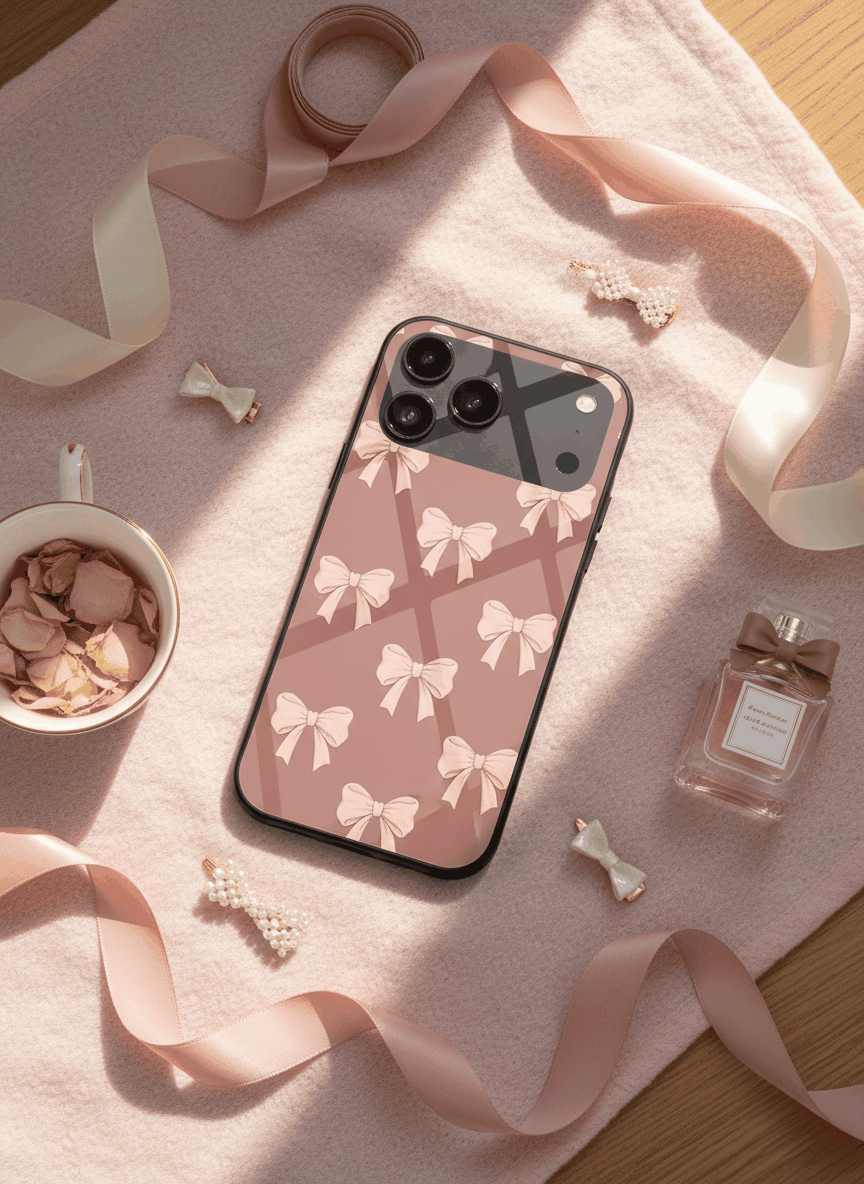 Blush Knots Sketch Premium Glass Back Cover For iPhone 14-17 Models The Case & Co India