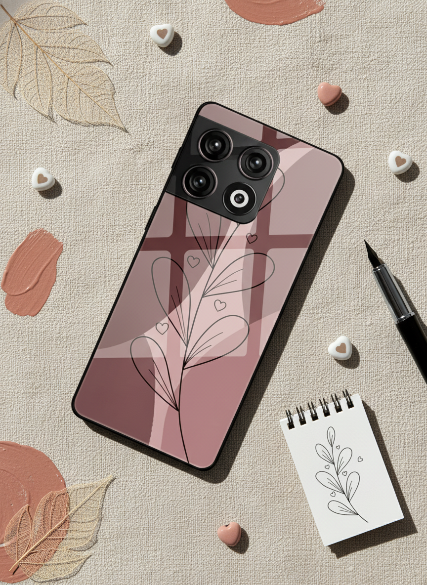 Blushing Petals Premium Glass Back Cover For One Plus 13, 12, 11, 10 The Case & Co India
