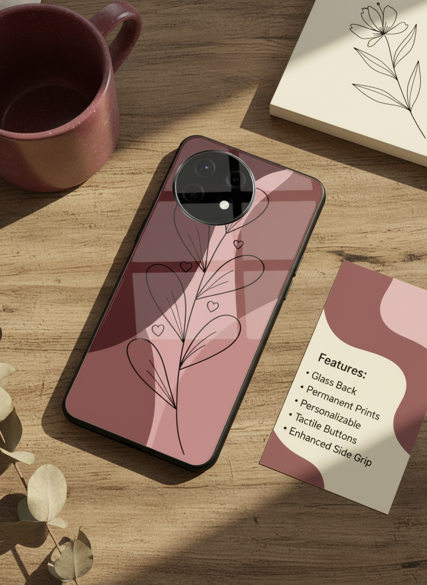 Blushing Petals Premium Glass Back Cover For One Plus 13, 12, 11, 10 The Case & Co India
