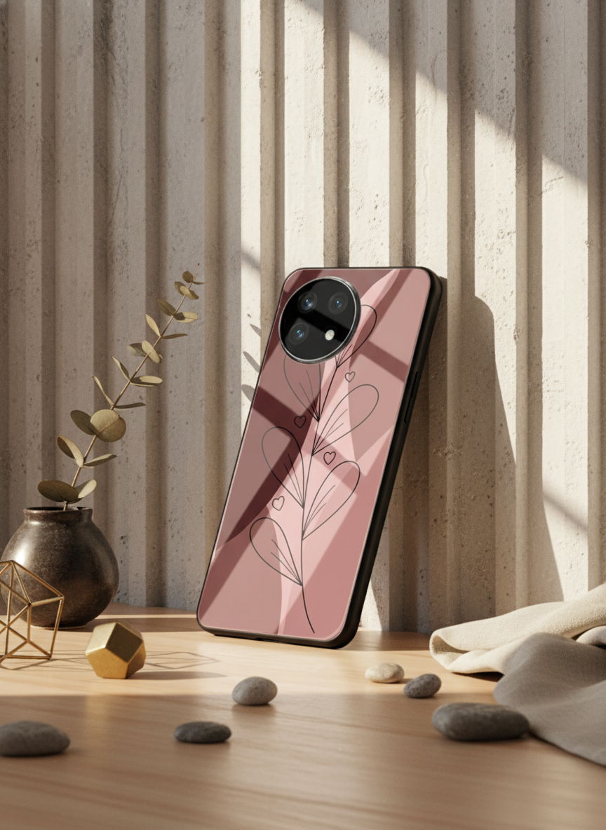 Blushing Petals Premium Glass Back Cover For One Plus 13, 12, 11, 10 The Case & Co India