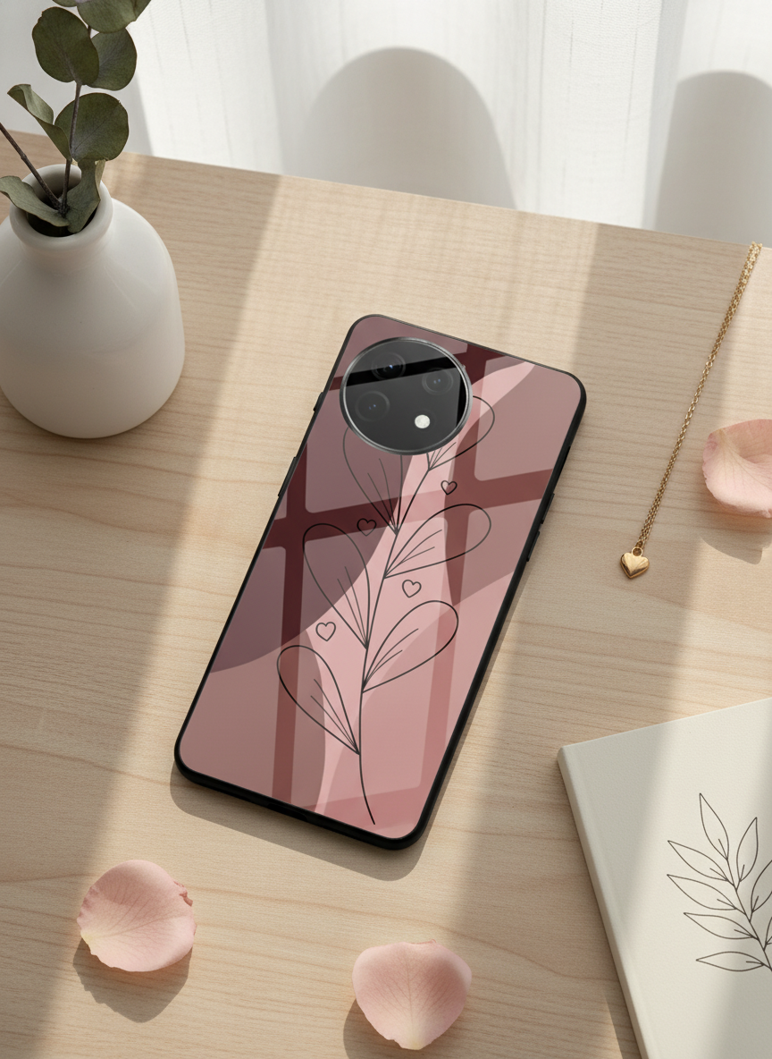 Blushing Petals Premium Glass Back Cover For One Plus 13, 12, 11, 10 The Case & Co India