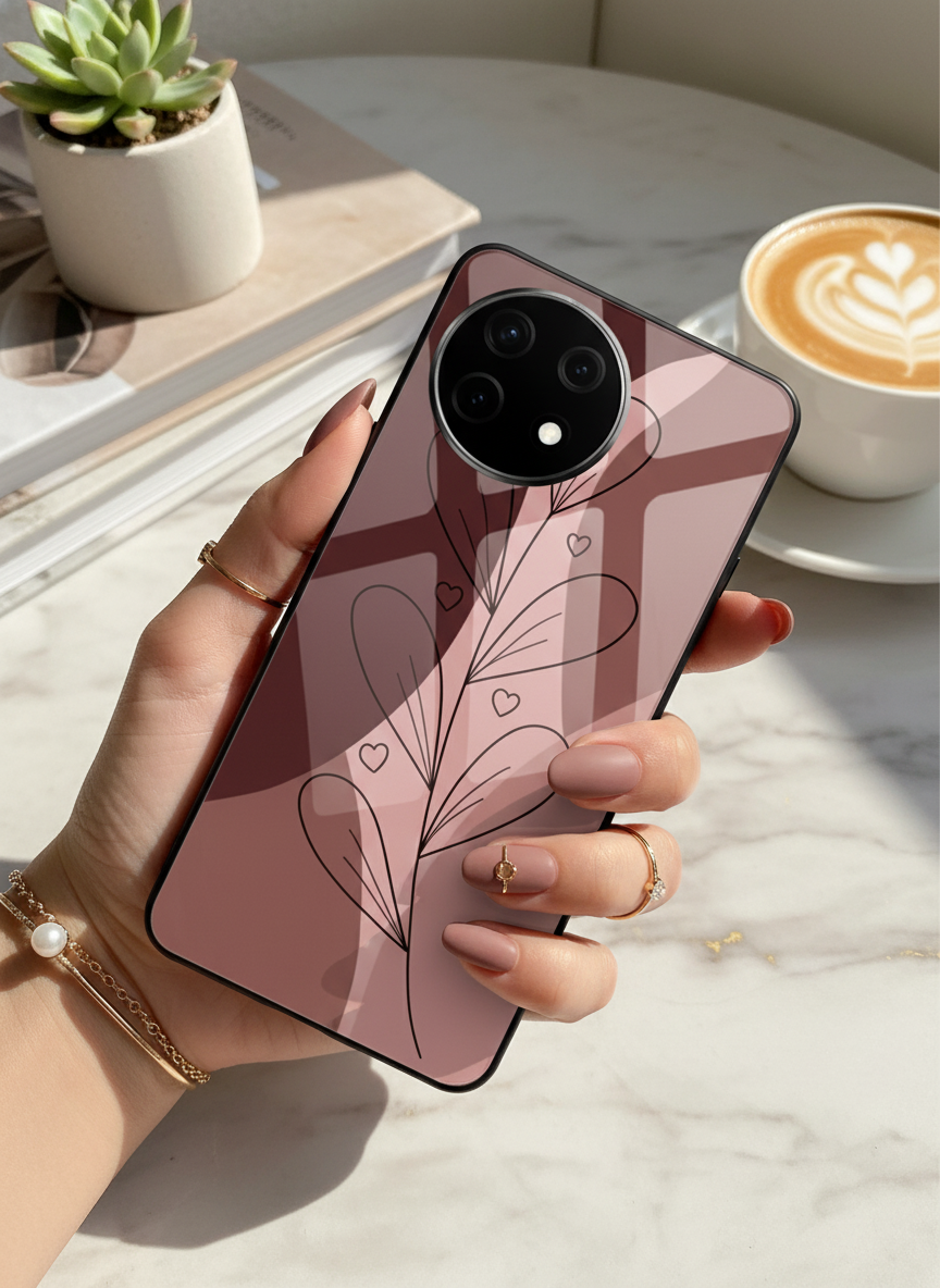Blushing Petals Premium Glass Back Cover For One Plus 13, 12, 11, 10 The Case & Co India