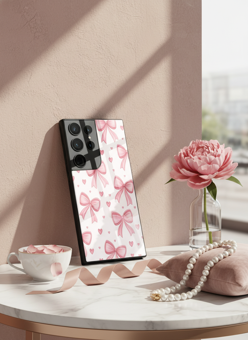 Bow Bliss Premium Glass Back Cover For Galaxy S Series The Case & Co India
