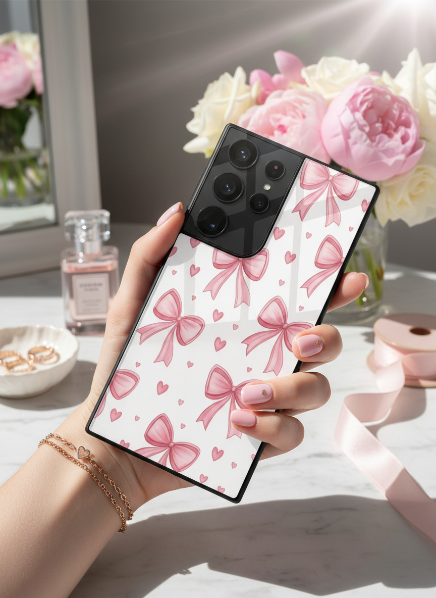Bow Bliss Premium Glass Back Cover For Galaxy S Series The Case & Co India