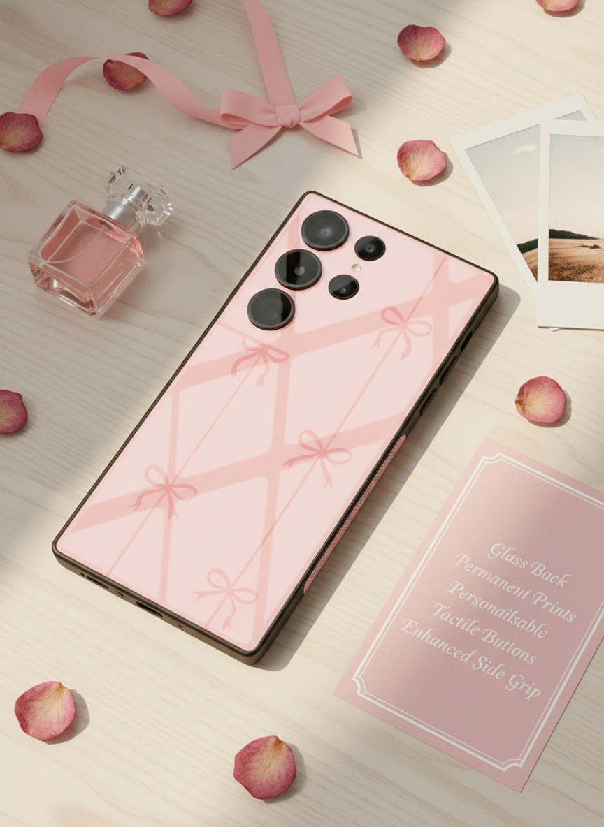 Bows Stripes Premium Glass Back Cover For Galaxy S Series The Case & Co India