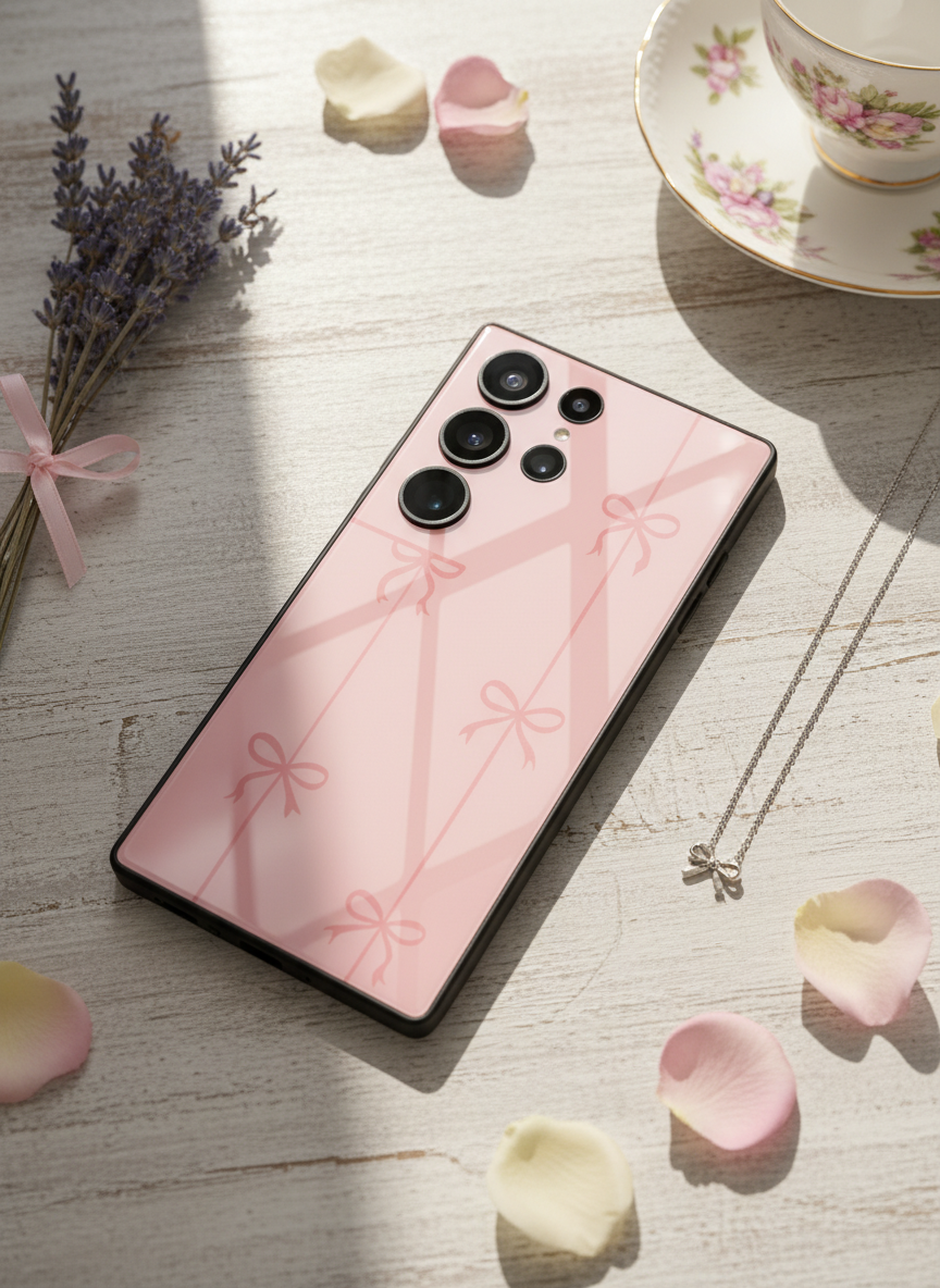 Bows Stripes Premium Glass Back Cover For Galaxy S Series The Case & Co India