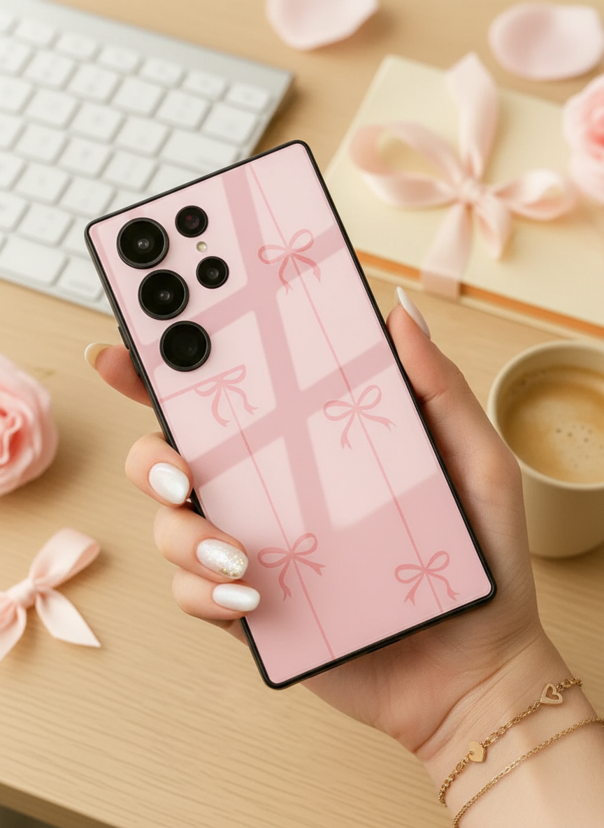 Bows Stripes Premium Glass Back Cover For Galaxy S Series The Case & Co India