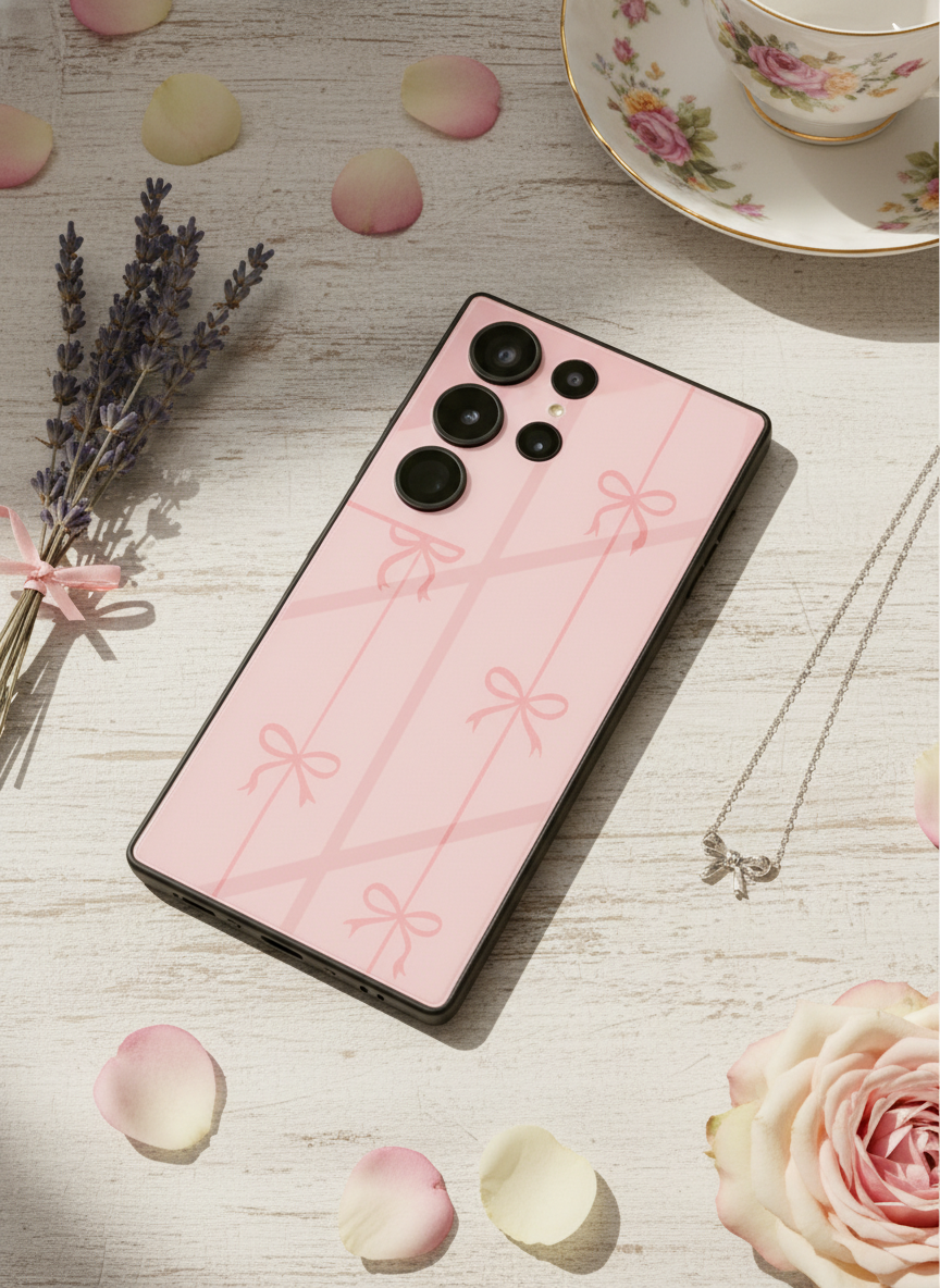 Bows Stripes Premium Glass Back Cover For Galaxy S Series The Case & Co India