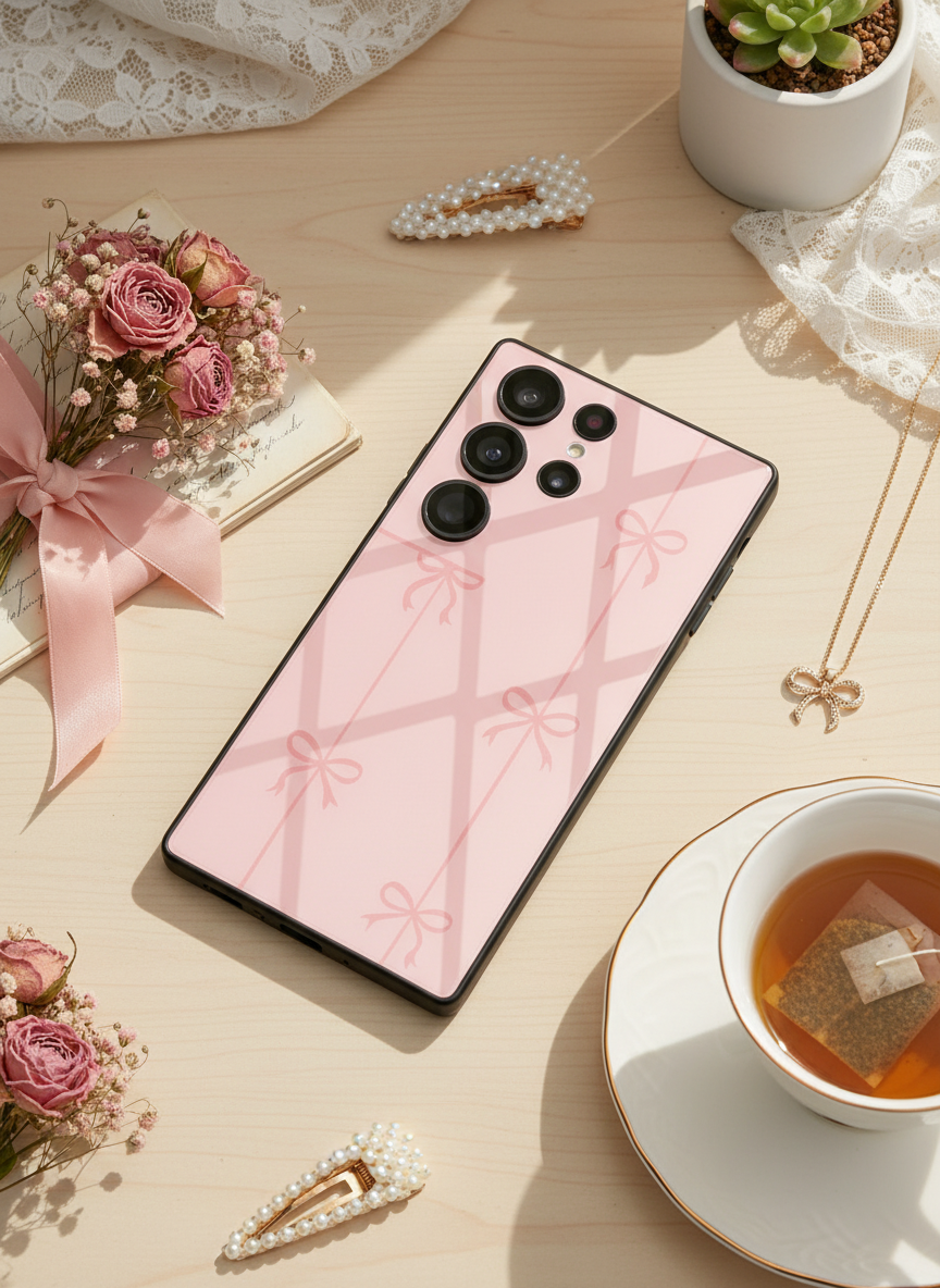 Bows Stripes Premium Glass Back Cover For Galaxy S Series The Case & Co India