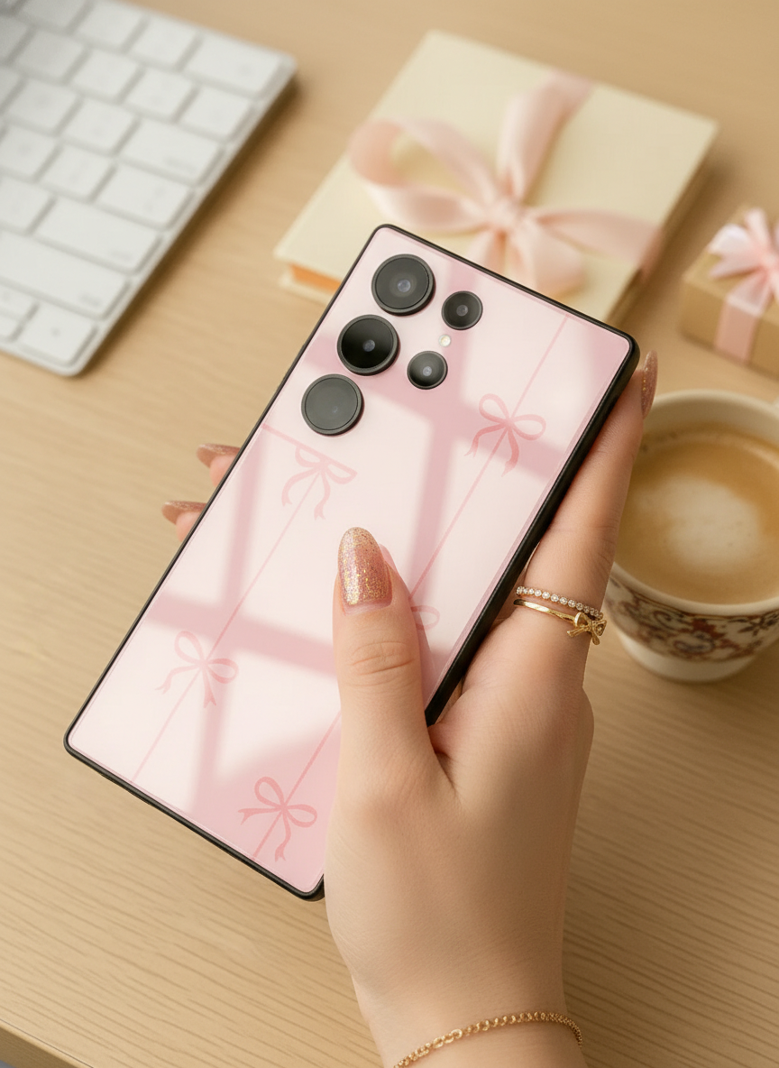 Bows Stripes Premium Glass Back Cover For Galaxy S Series The Case & Co India