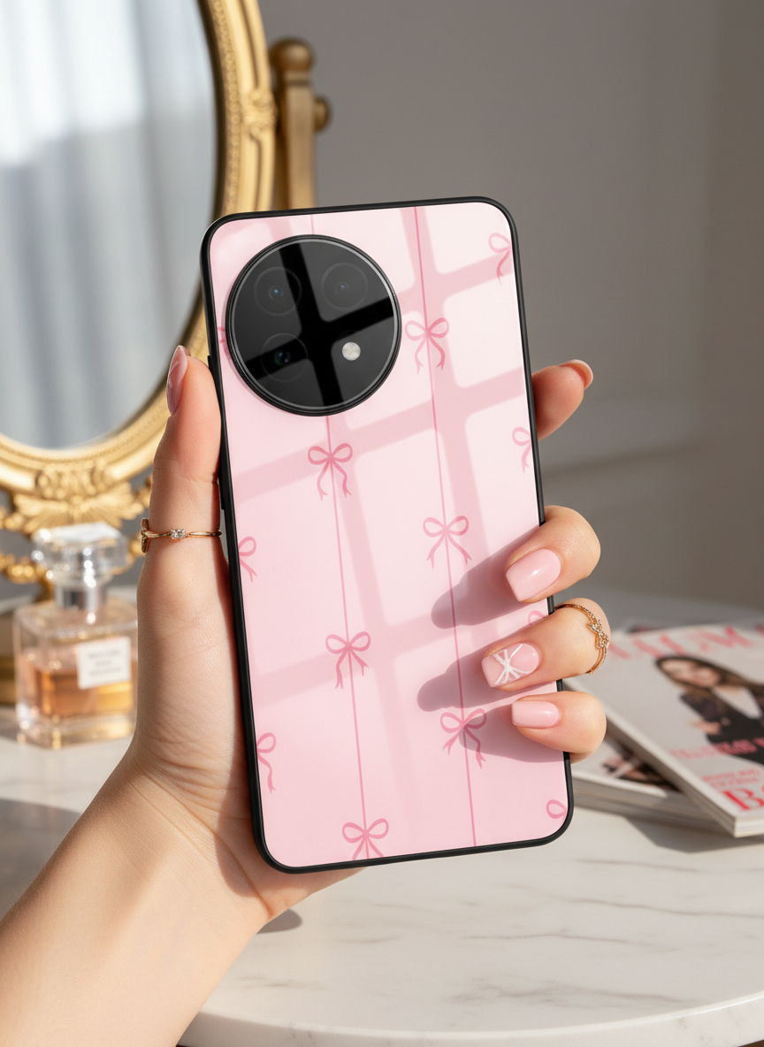 Bows Stripes Premium Glass Back Cover For One Plus 13, 12, 11, 10 The Case & Co India