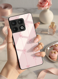 Bows Stripes Premium Glass Back Cover For One Plus 13, 12, 11, 10 The Case & Co India