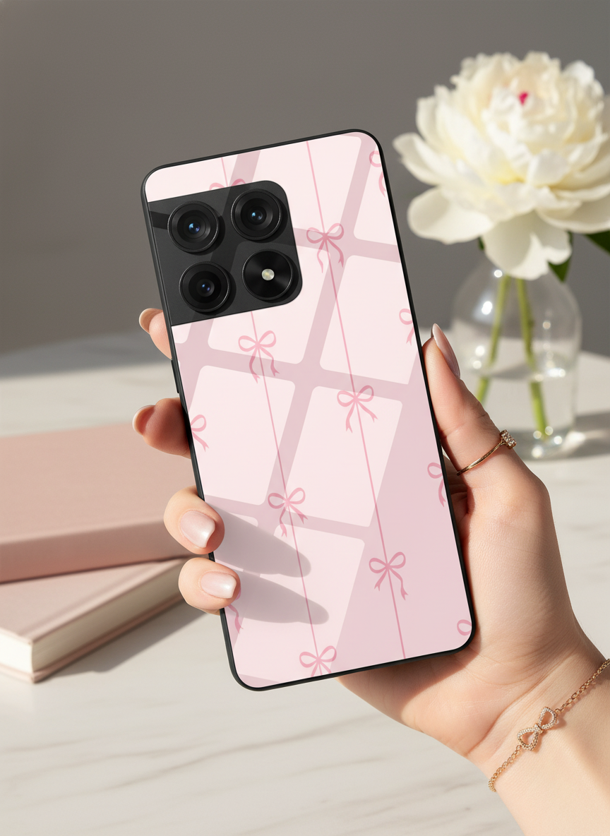 Bows Stripes Premium Glass Back Cover For One Plus 13, 12, 11, 10 The Case & Co India